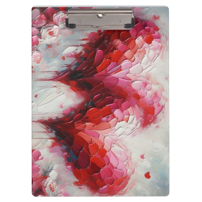 Pranchetas Dois Corações Abstrato pintando Namorados Vermelho (Frente)