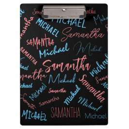 Pranchetas Dois nomes casal padrão monograma rosa claro azul