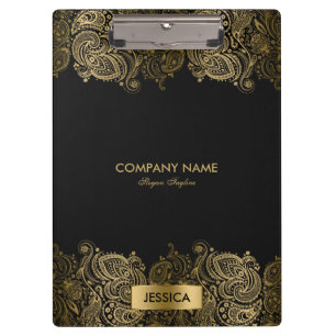 Pranchetas Dourada Paisley Lace com fundo preto