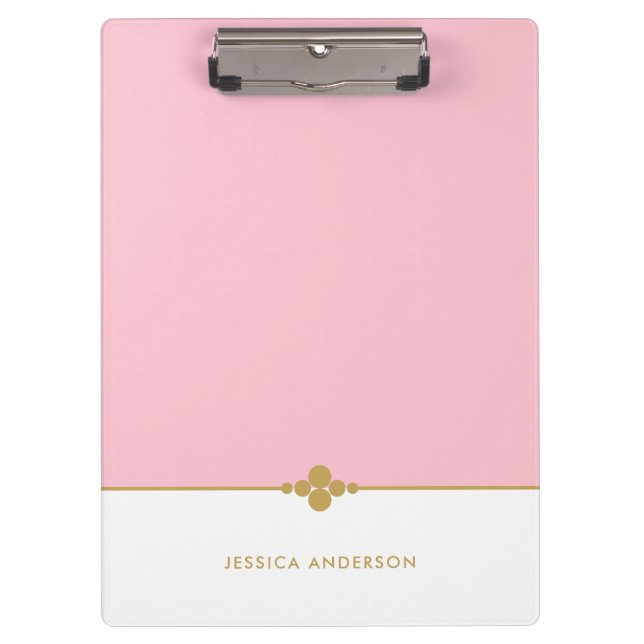 Pranchetas Dourado personalizado branco rosa elegante (Frente)
