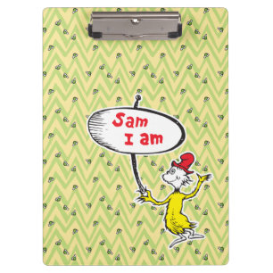 Pranchetas Dr. Seuss Sam-I-Am segurando cartaz