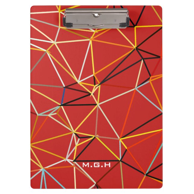 Pranchetas Dynamic Red Abstract Geometric Monogram (Frente)