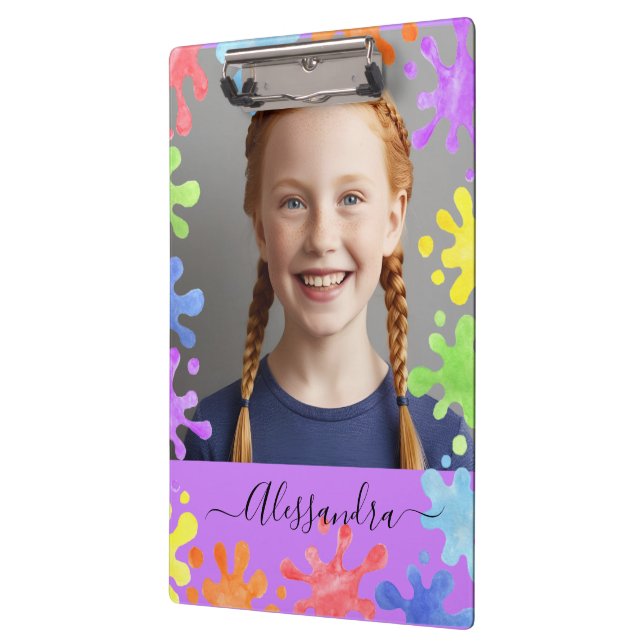 Pranchetas Editable Pastel Splash Custom Photo Frame  (Esquerda)