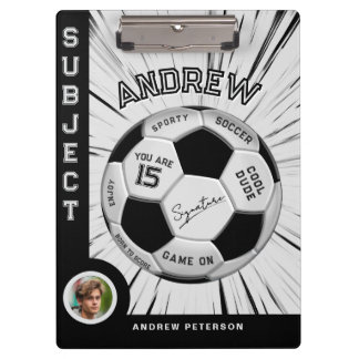 Pranchetas Editable Soccer Ball Modern Black White Milestone