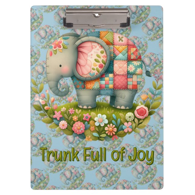 Pranchetas Elefante Floral de Retalhos Charme de Prado (Frente)
