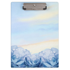 Pranchetas Elegant Blue Floral Watercolor Clipboard