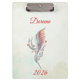 Pranchetas Elegant Feather Floral Watercolour  clipboard 
