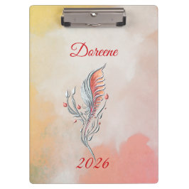 Pranchetas Elegant Feather Floral Watercolour  clipboard 
