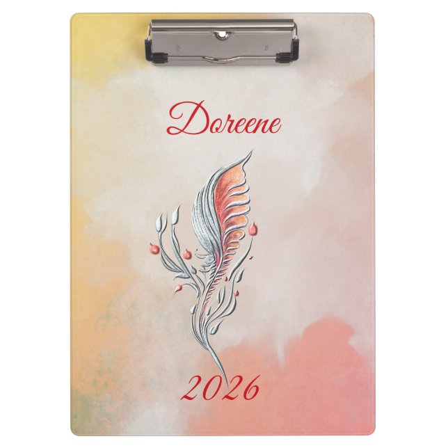 Pranchetas Elegant Feather Floral Watercolour  clipboard  (Frente)