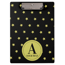 Pranchetas Elegant Gold & Black Star Pattern Monogram