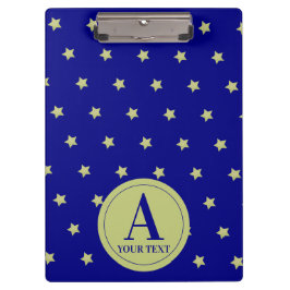 Pranchetas Elegant Gold & Blue Star Pattern Monogram