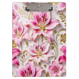 Pranchetas Elegant Pink Lilies with Golden Botanical Accents