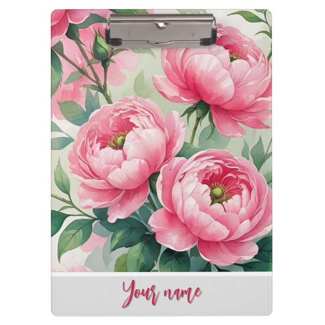 Pranchetas Elegant Pink Peony Floral (Frente)