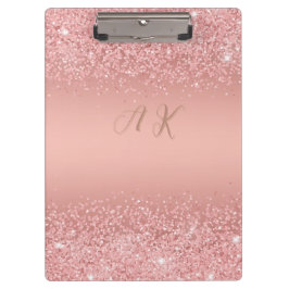 Pranchetas Elegant Rose Gold Luxe Shimmer Monogram 