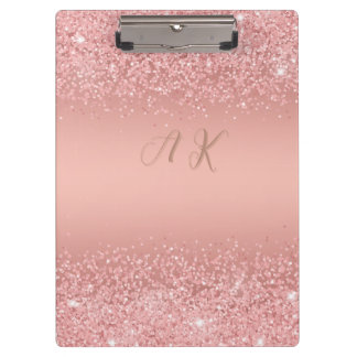 Pranchetas Elegant Rose Gold Luxe Shimmer Monogram 