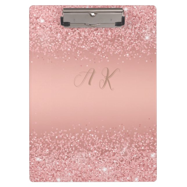 Pranchetas Elegant Rose Gold Luxe Shimmer Monogram  (Frente)