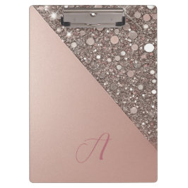 Pranchetas Elegant Rose Gold Monogram Clipboard