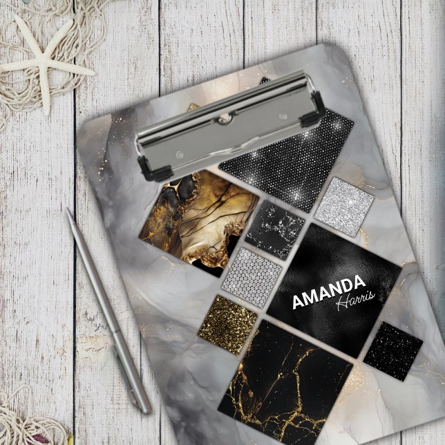 Pranchetas Elegante dourado negro, geométrico (Criador carregado)