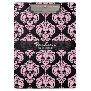 Pranchetas Elegante Glamour Personalizado Damasco Rosa e Pret