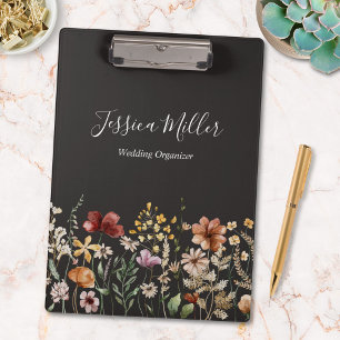 Pranchetas Elegante Monograma Lindas Flores Silvestres em Aqu