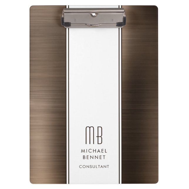 Pranchetas Elegante Monogrammed Brown Business (Frente)