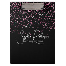 Elegante Negócios de Salão de Glitter Preto e Rosa