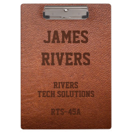 Pranchetas Embossed Brown Vegan Leather clipboard