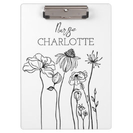 Pranchetas Enfermeira Personalizada De Flores Selvagens Desen