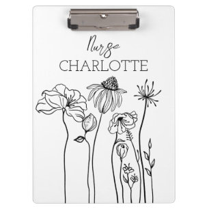 Pranchetas Enfermeira Personalizada De Flores Selvagens Desen