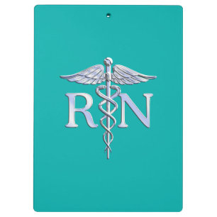 Pranchetas Enfermeira Registrada RN Caduceus em Turquoise