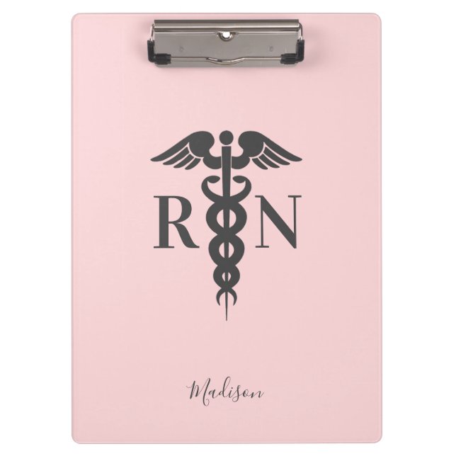Pranchetas Enfermeiro RN Médico Blush Caduco Rosa Personaliza (Frente)