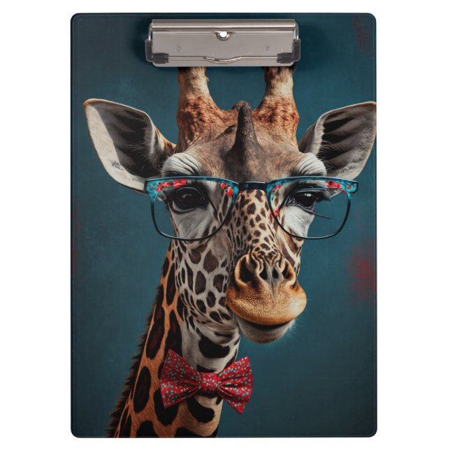 Pranchetas Engraçado Girafa Hipster Retratos Animais Engraçad (Frente)