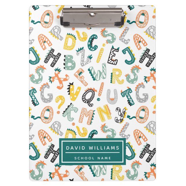 Pranchetas Escola de Padrões para Crianças do Alfabeto Dinoss (Frente)