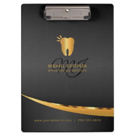 Pranchetas Escritório do dentista do monograma - preto e ouro