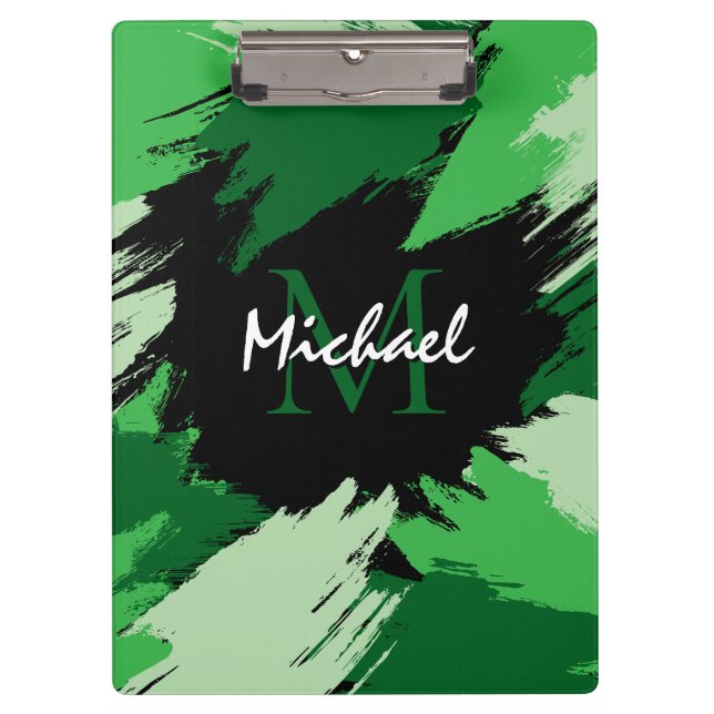 Pranchetas Espessadas de pinceladas com nome verde com monogr (Frente)