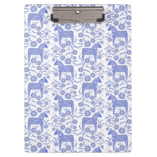 Pranchetas Estilo de Folha Azul e Branco Dala Horse sueco