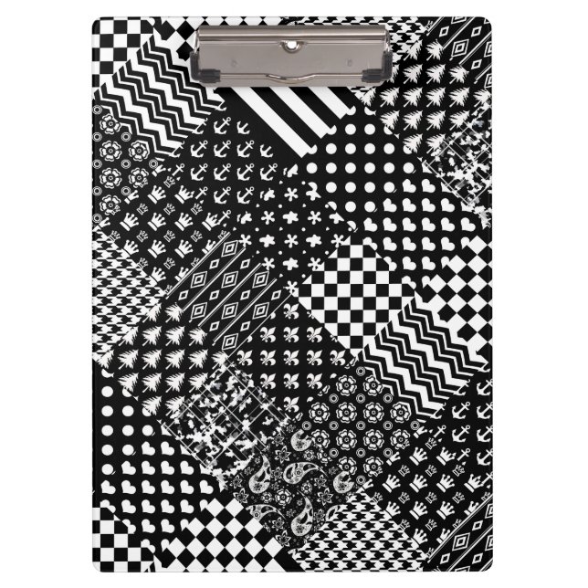 Pranchetas Estilo de Padrão Misto Preto Minimalista (Frente)