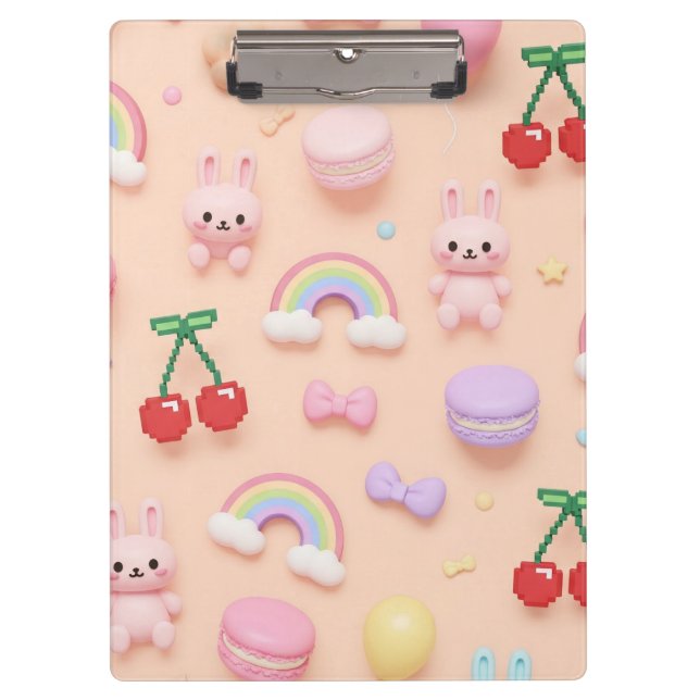 Pranchetas Estilo Kawaii: Cerejas e Macarons por Natasha Us (Frente)
