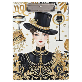 Pranchetas Estilo Moulin rouge, preto e dourado, luxo rico