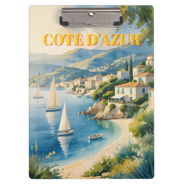 Pranchetas Estilo Vintage Cote D'Azur Viagem francês (Frente)
