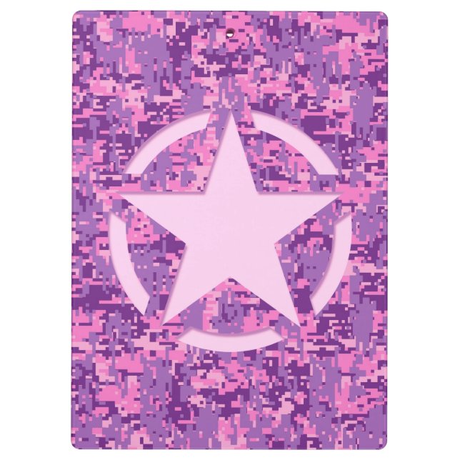 Pranchetas Estrela rosa personalizada no padrão da câmera dig (Verso)