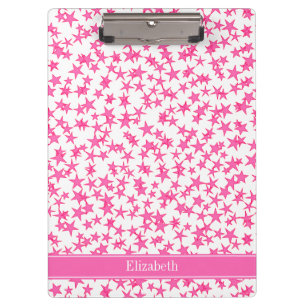 Pranchetas Estrelas BG branca do rosa quente 2, monograma do