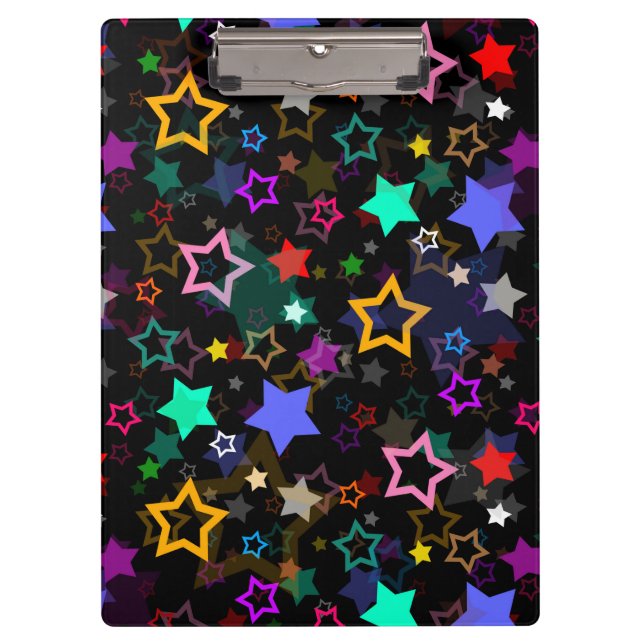 Pranchetas Estrelas Coloridas Pretas  (Frente)