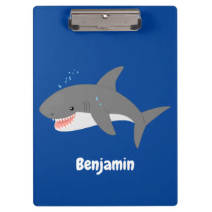 Pranchetas Excelente de desenho animado branco de tubarão fel