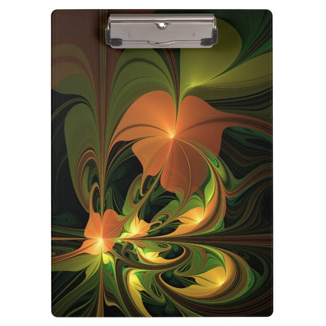 Pranchetas Fantasy Plant Abstrato Green Rust Brown Fractal (Frente)