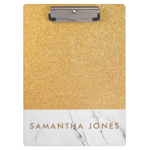 Pranchetas Faux Glitter Dourado mármore branco personalizado