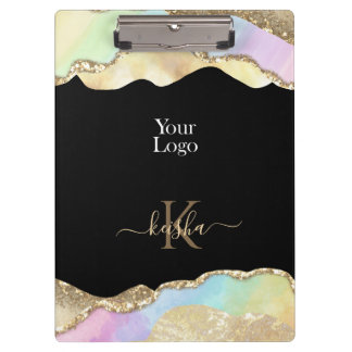 Pranchetas Faux Gold Glitter & Pastel Waves Bling
