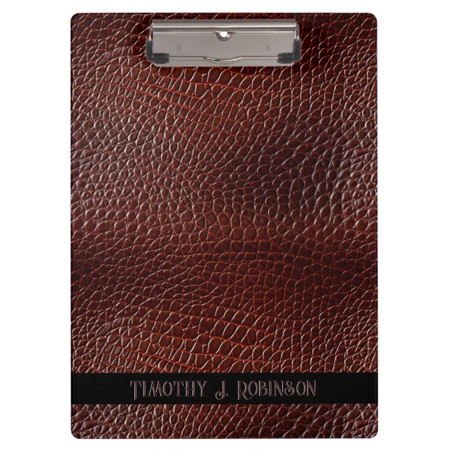 Pranchetas Faux Leather Brown Personalizada Emboscada (Frente)