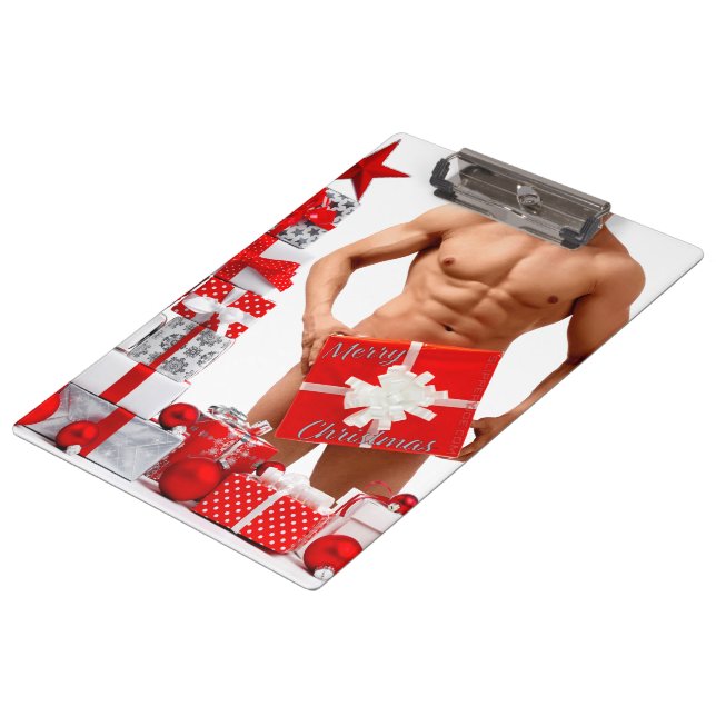 Pranchetas Feliz Natal SlipperyJoe presente vermelho branco p (Inclinado)
