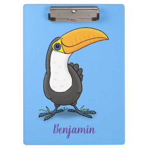 Pranchetas Figura de desenho animado de tucano feliz e bonito